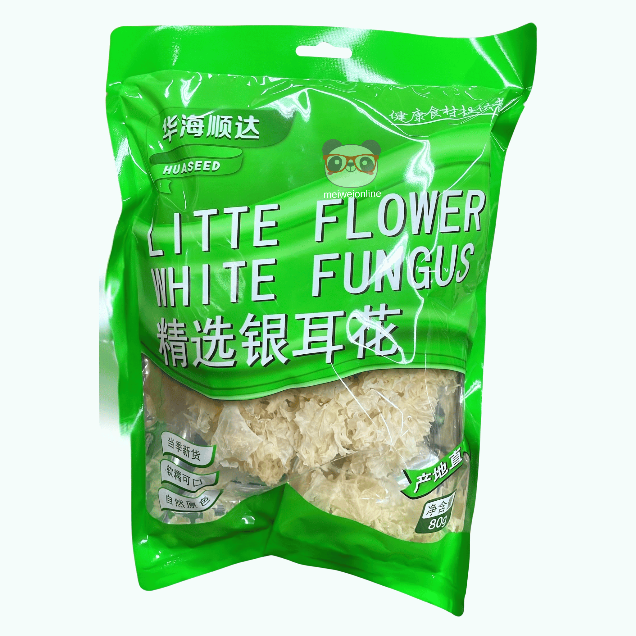 Pacote de cogumelo White Fungus flor branca seca 80g 精选银耳花 Huaseed para sopas e sobremesas chinesas