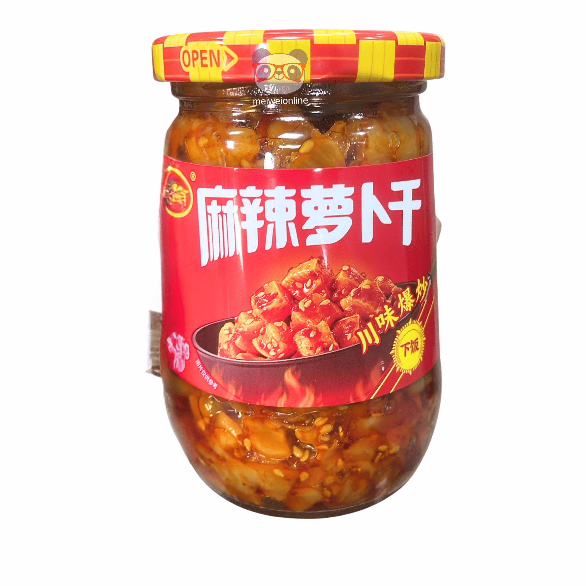 Conserva de nabo picante ao estilo Sichuan em vidro embalagem original Mei Wei