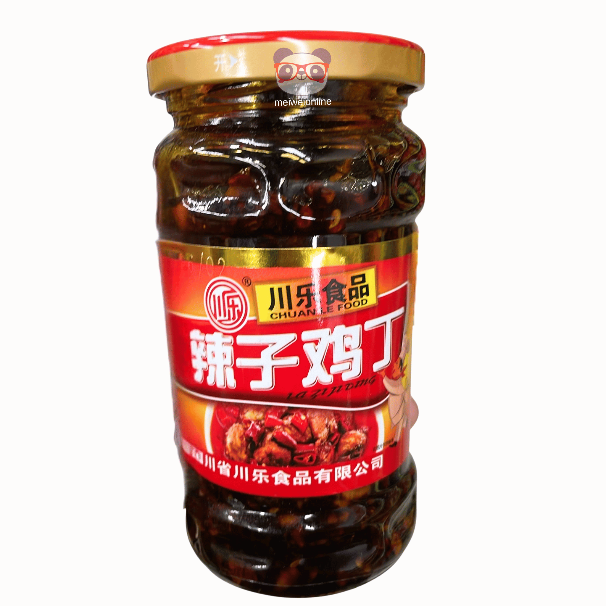 Frango picante em conserva Chuanle Food vidro embalagem original Mei Wei