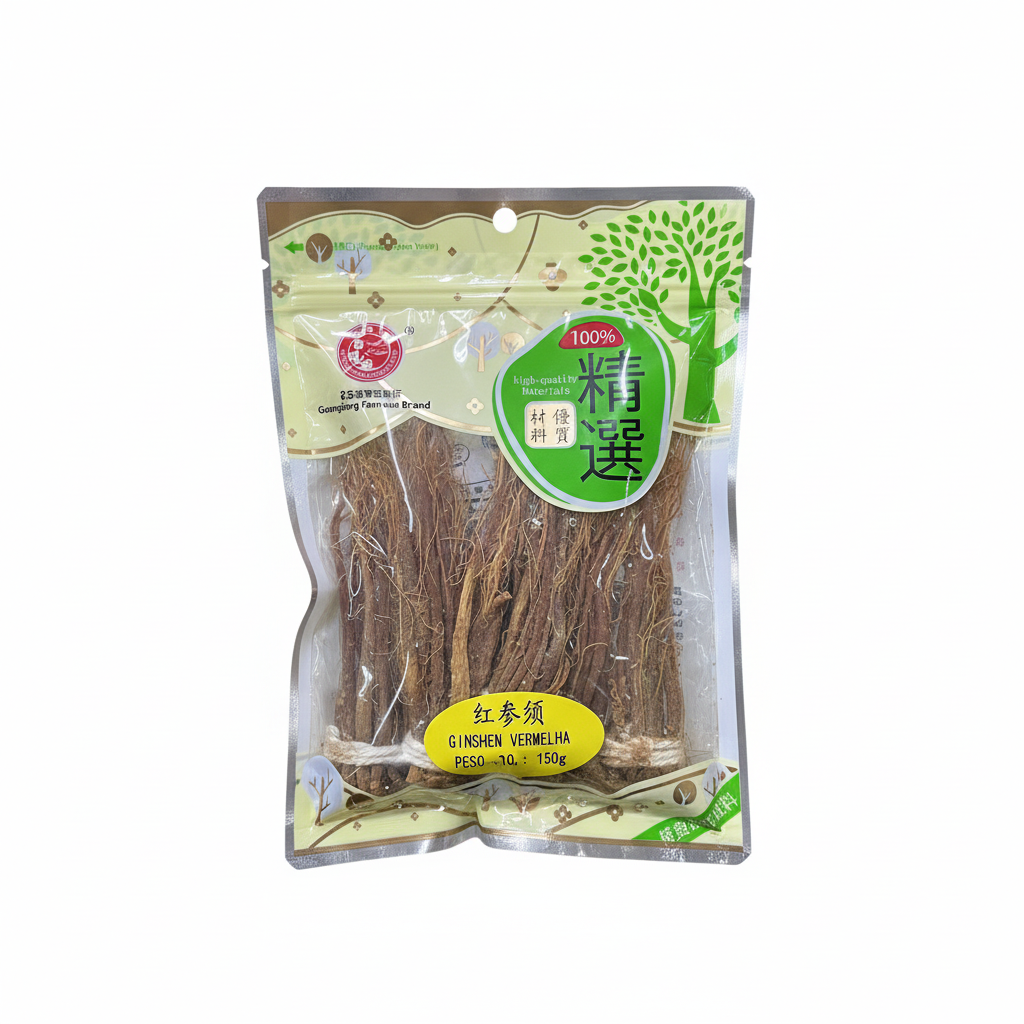 Raiz de Ginseng Vermelho Double Swallow 150g - Embalagem em Fundo Branco