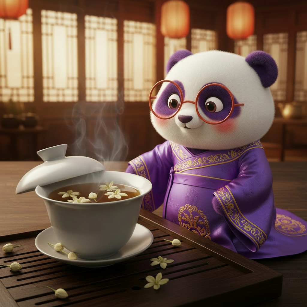 Mei Wei: Kit Chá & Flores com Gaiwan de chá de jasmim em casa de chá tradicional chinesa