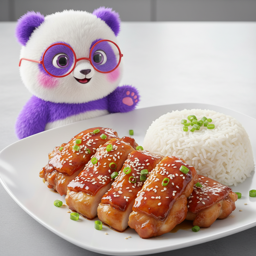 Mei Wei: Frango teriyaki com molho caramelizado e gergelim