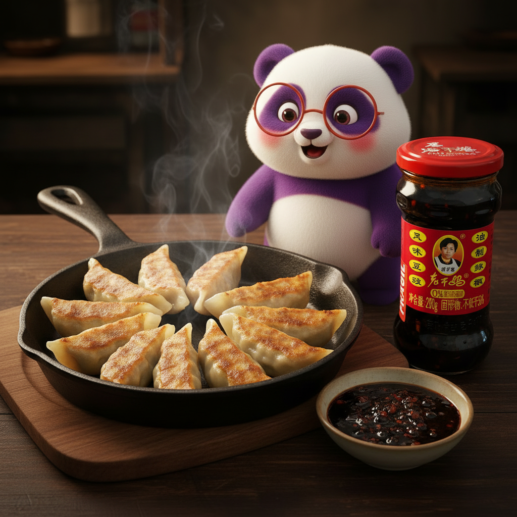 Mei Wei: Molho de Pimenta Lao Gan Ma Tradicional 280g com gyoza e dumplings