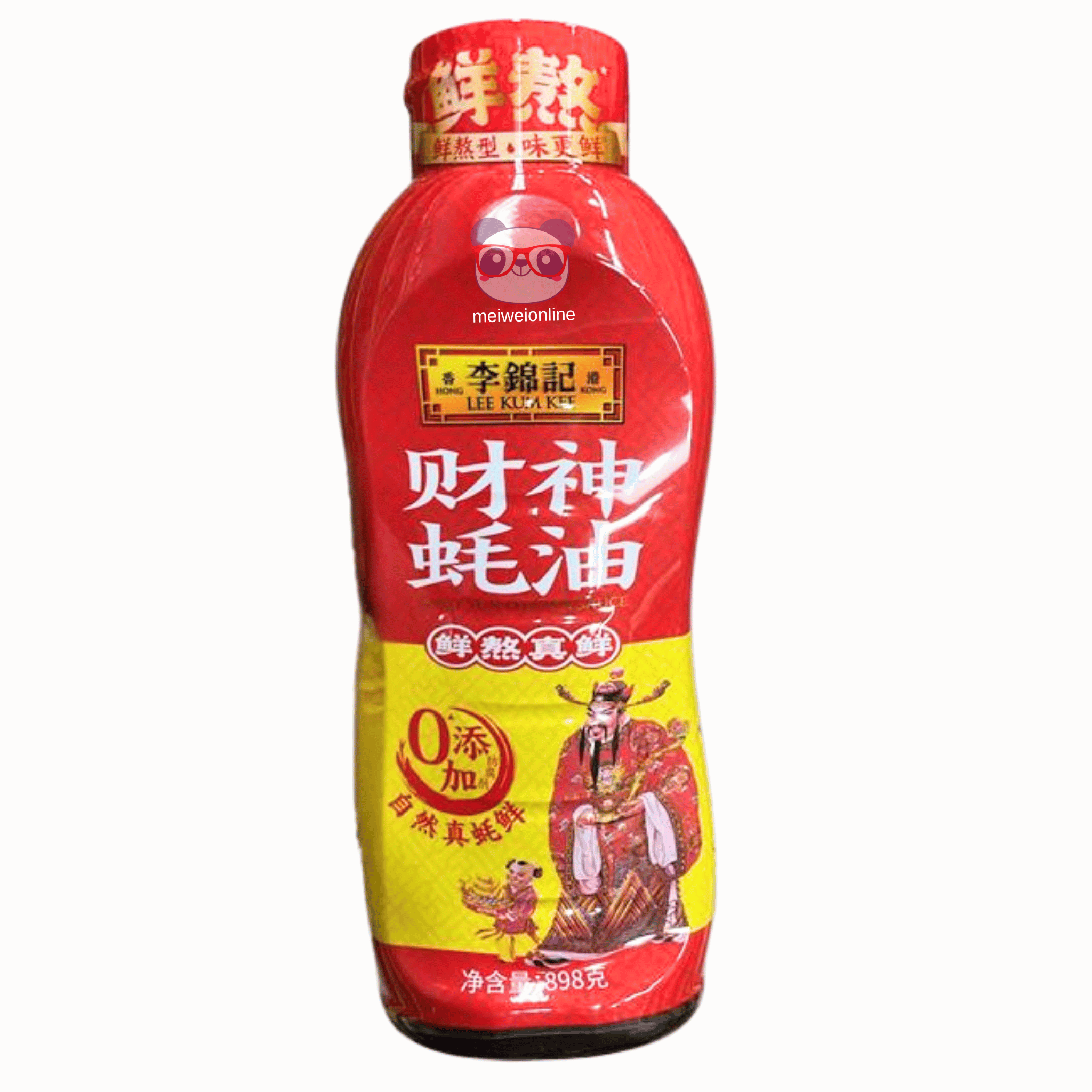 Molho de ostra Caishen 898g Lee Kum Kee Mei Wei embalagem vermelha oriental
