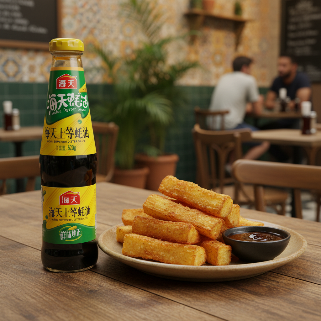 Mei Wei: Molho de Ostra Haday 520g com mandioca frita - petisco brasileiro com molho asiático para mergulhar