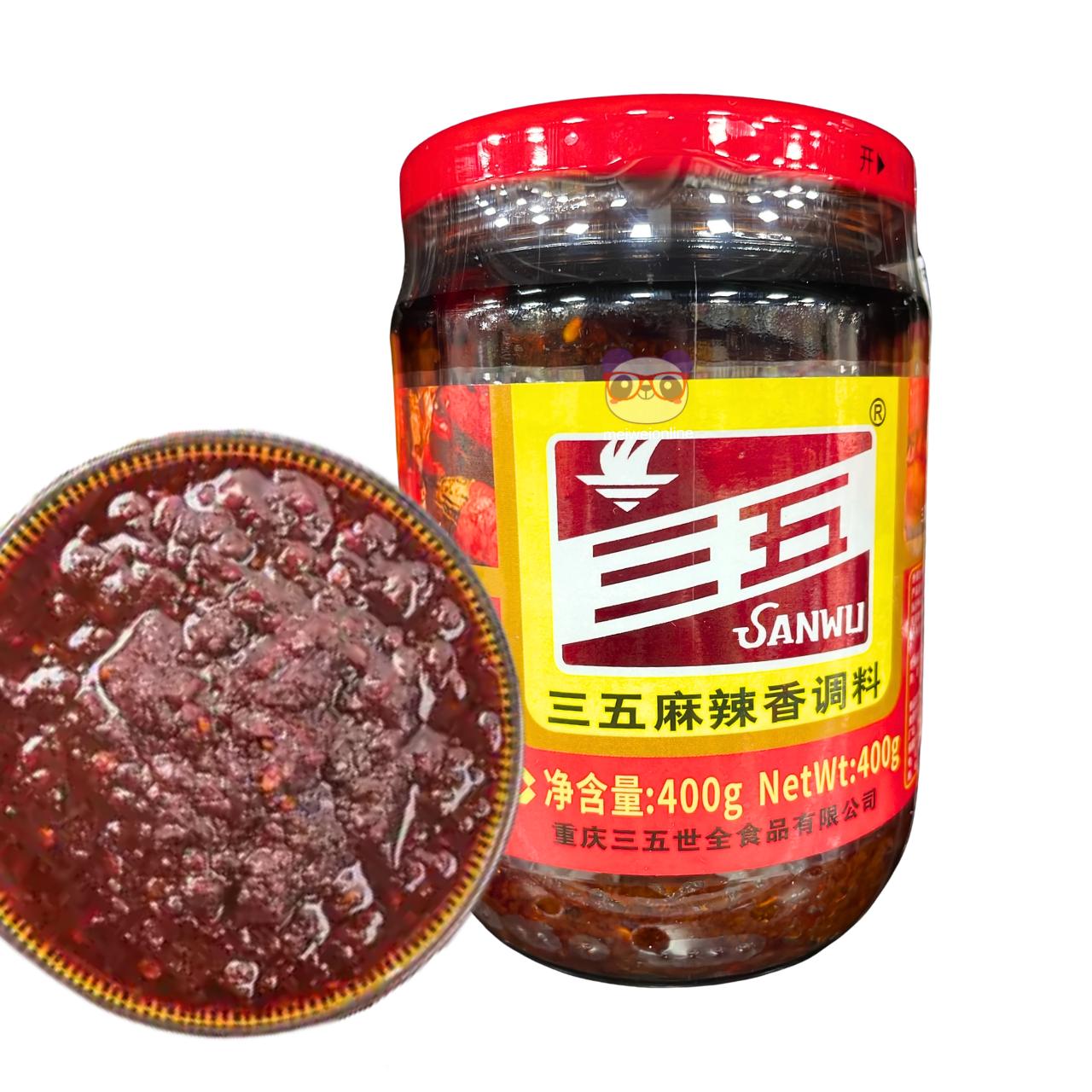 Molho picante de pimenta Sanwu (三五麻辣香调料) embalagem 400g – molho tradicional chinês pronto para uso Mei Wei