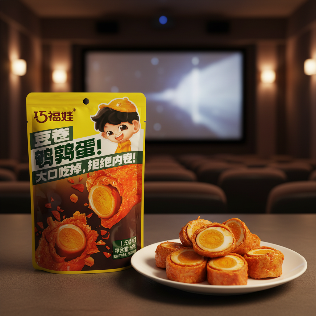 Ovo de Codorna em Tofu Cinco‑Especiarias 88g - 巧福娃 豆卷鹌鹑蛋 五香味
