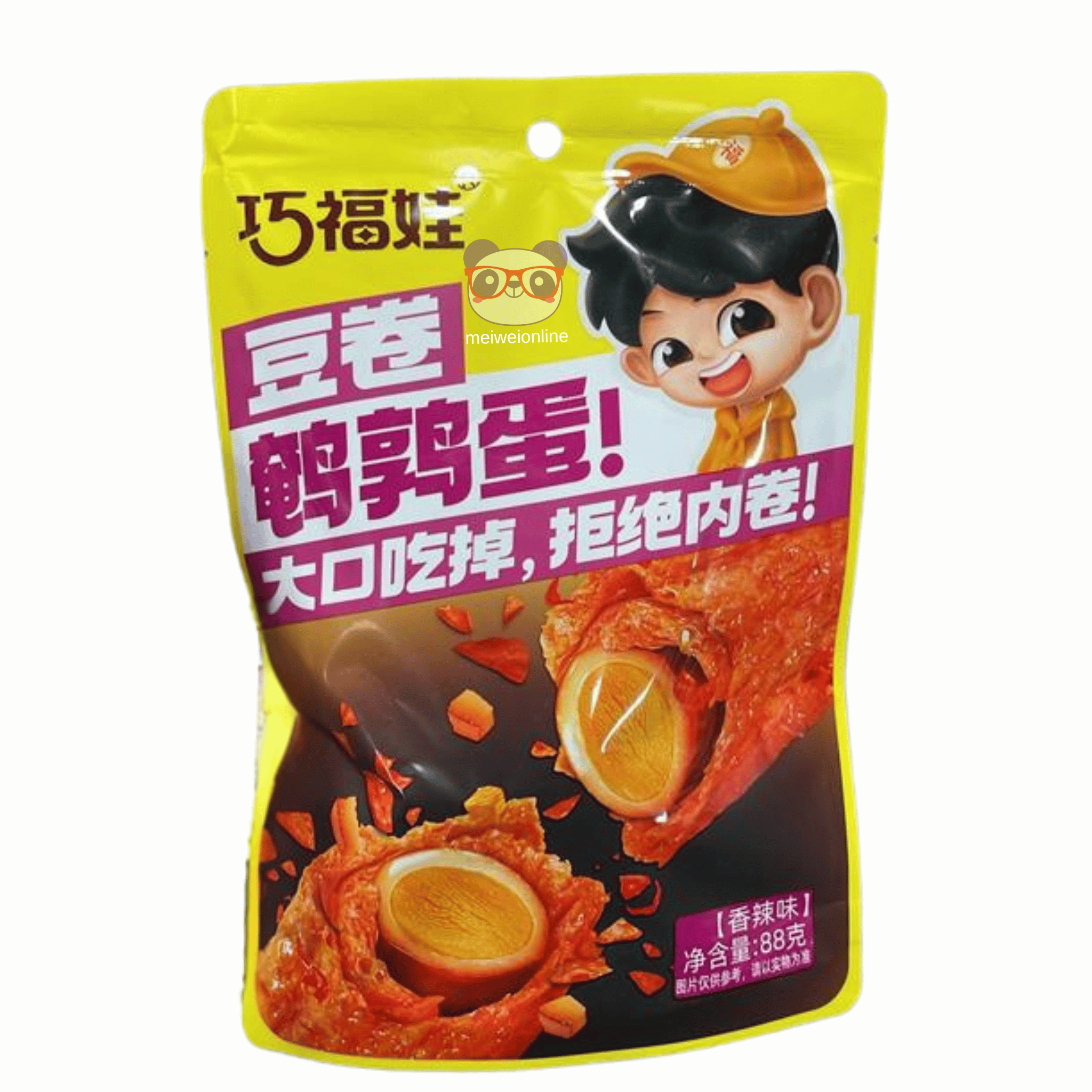 Mei Wei Rolinho de tofu com ovo de codorna picante Qiaofuhua embalagem 88g