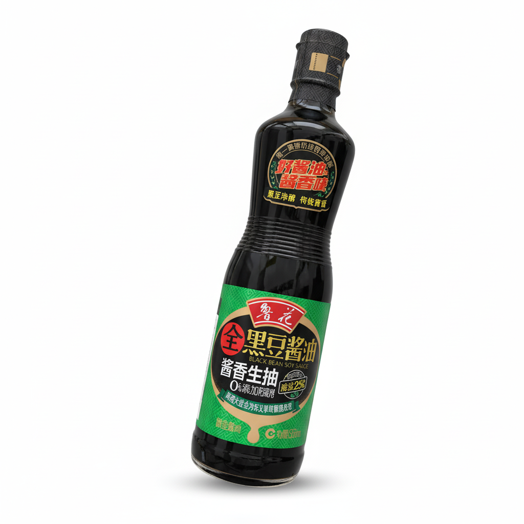 Mei Wei: Shoyu de Feijão Preto Luhua 500ml - Embalagem em Fundo Branco