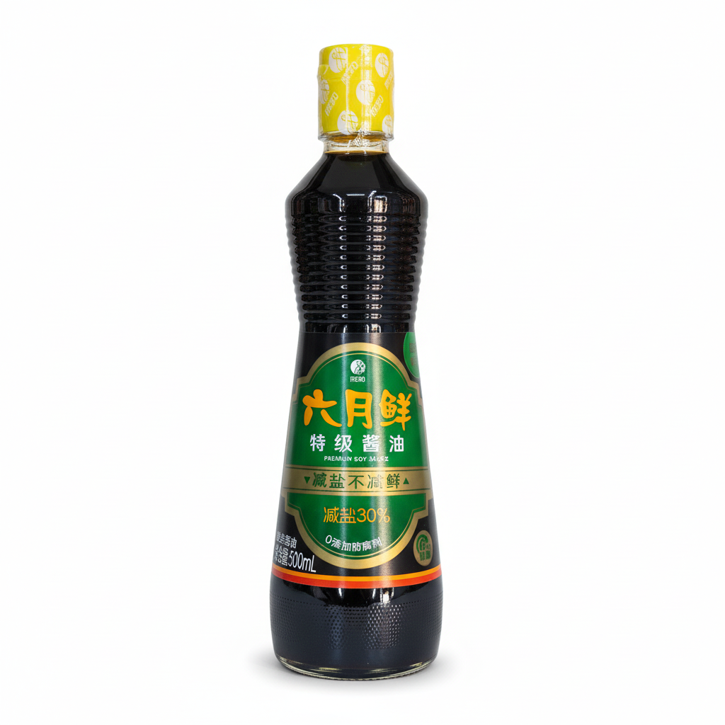 Mei Wei: Shoyu Premium Xinhe Liu Yue Xian 500ml - Embalagem em Fundo Branco