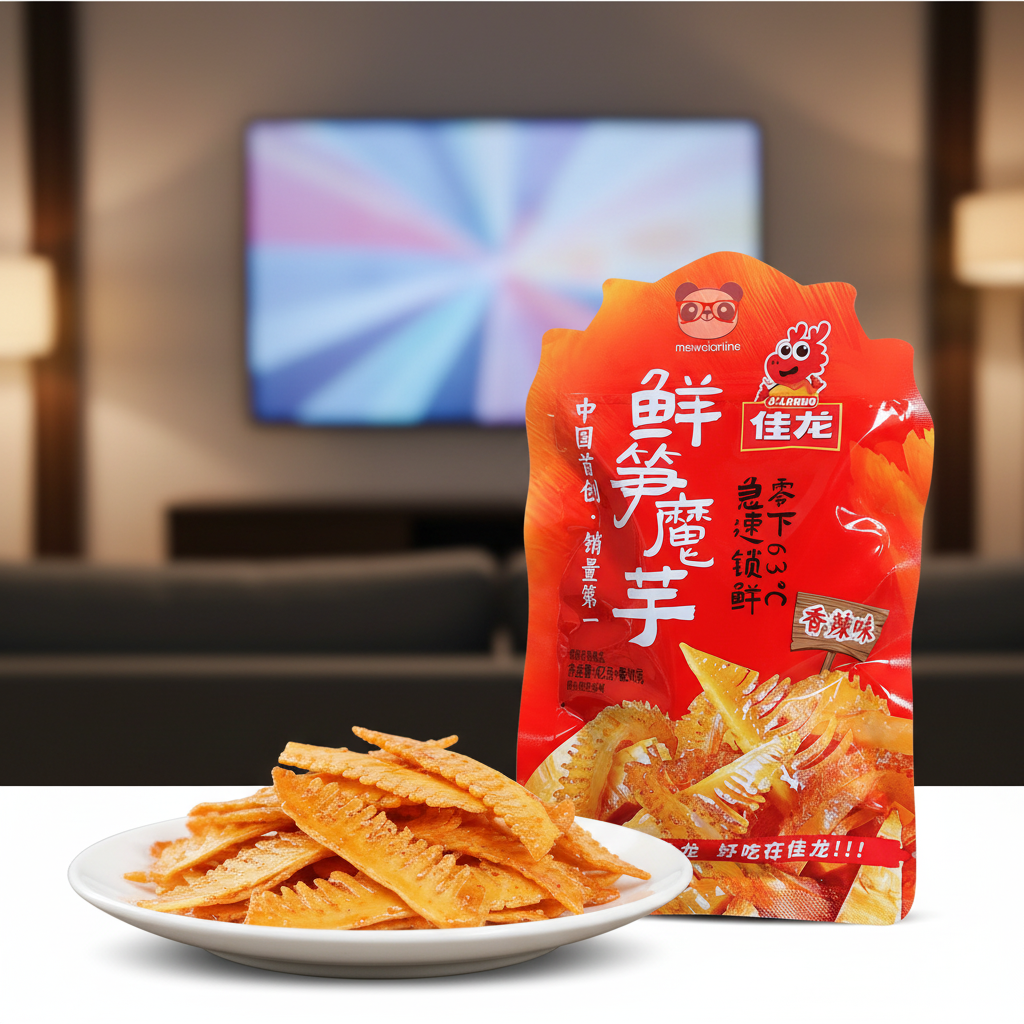 Petisco de Konjac com Broto de Bambu Picantes 62g - 佳龙 鲜笋魔芋 香辣味