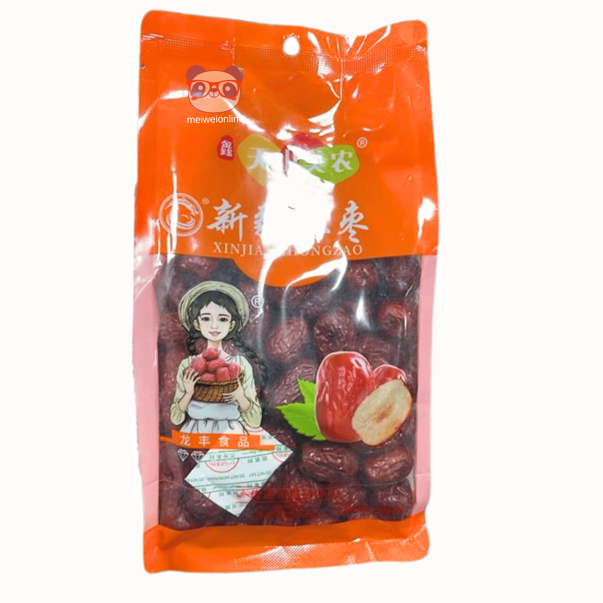 Tâmara vermelha Xinjiang jujuba chinesa 250g Mei Wei embalagem snack oriental