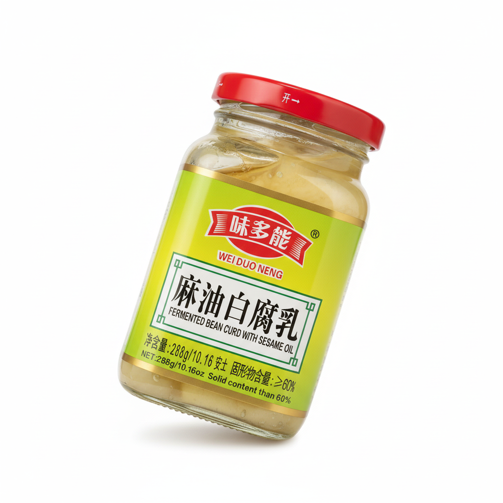 Mei Wei: Tofu Fermentado com Óleo de Gergelim Wei Duo Neng 288g - Embalagem em Fundo Branco
