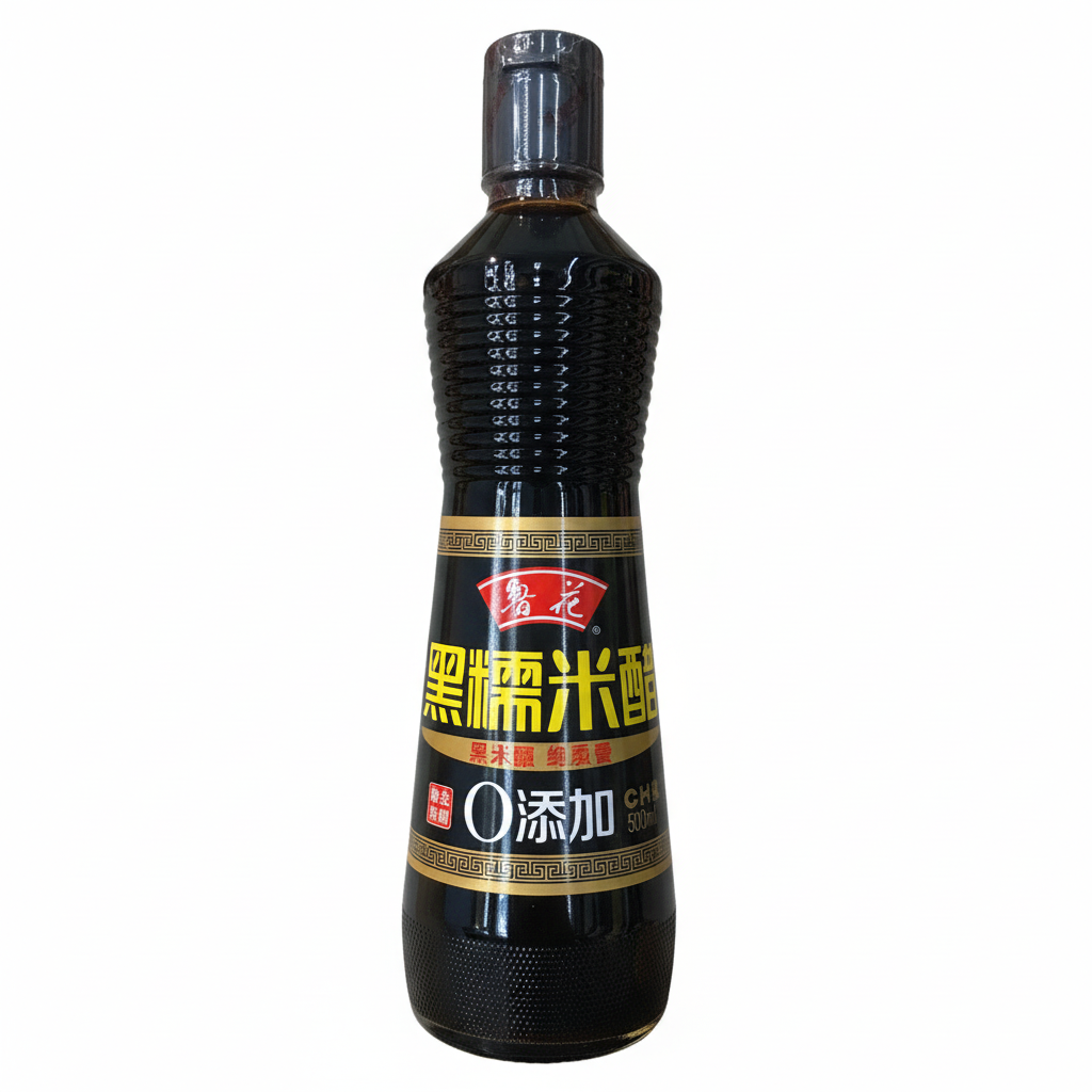 Mei Wei: Vinagre de Arroz Preto Luhua 500ml - Embalagem em Fundo Branco