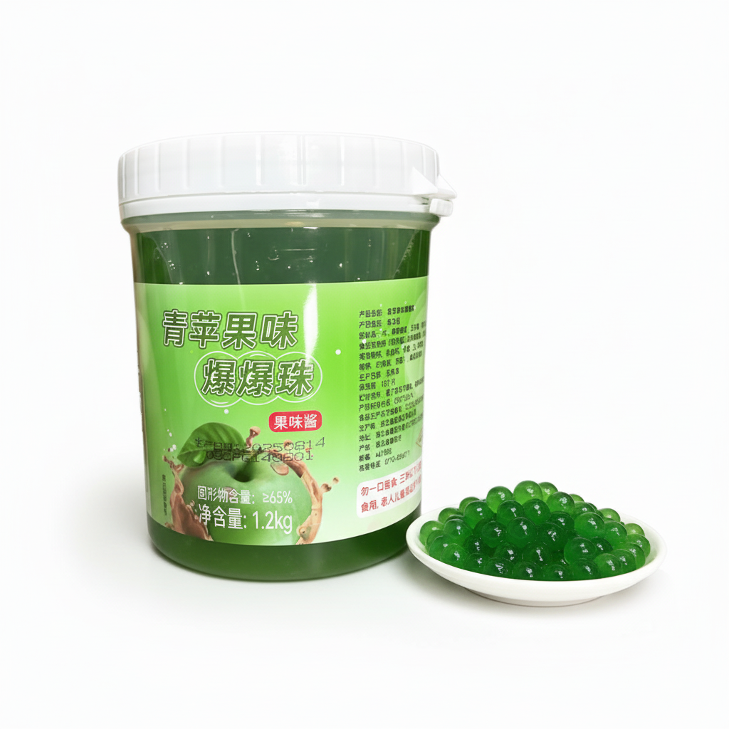 Bubble Tea Pérolas de Sabor Maçã Verde 1,2kg - 青苹果味爆爆珠