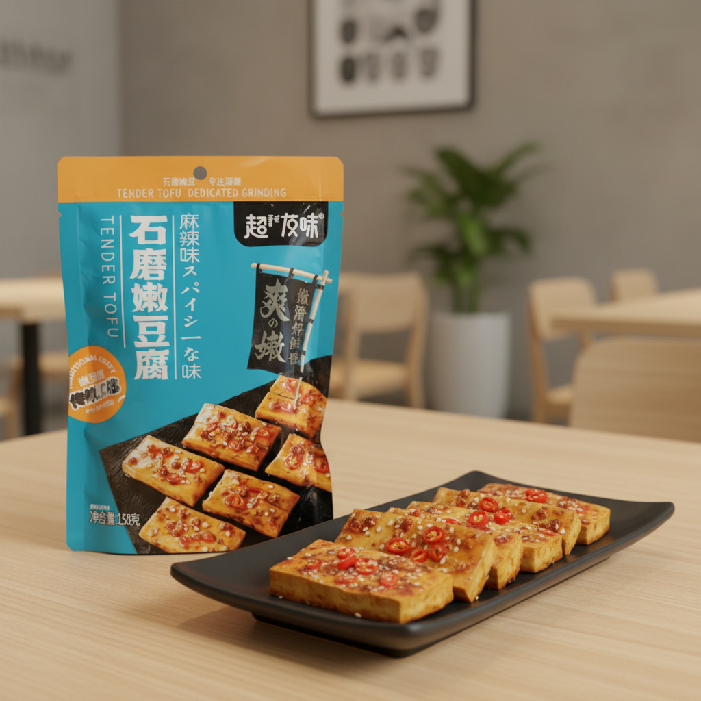 Petisco de Tofu Macio Picante Mala 158g - 石磨嫩豆腐 麻辣味