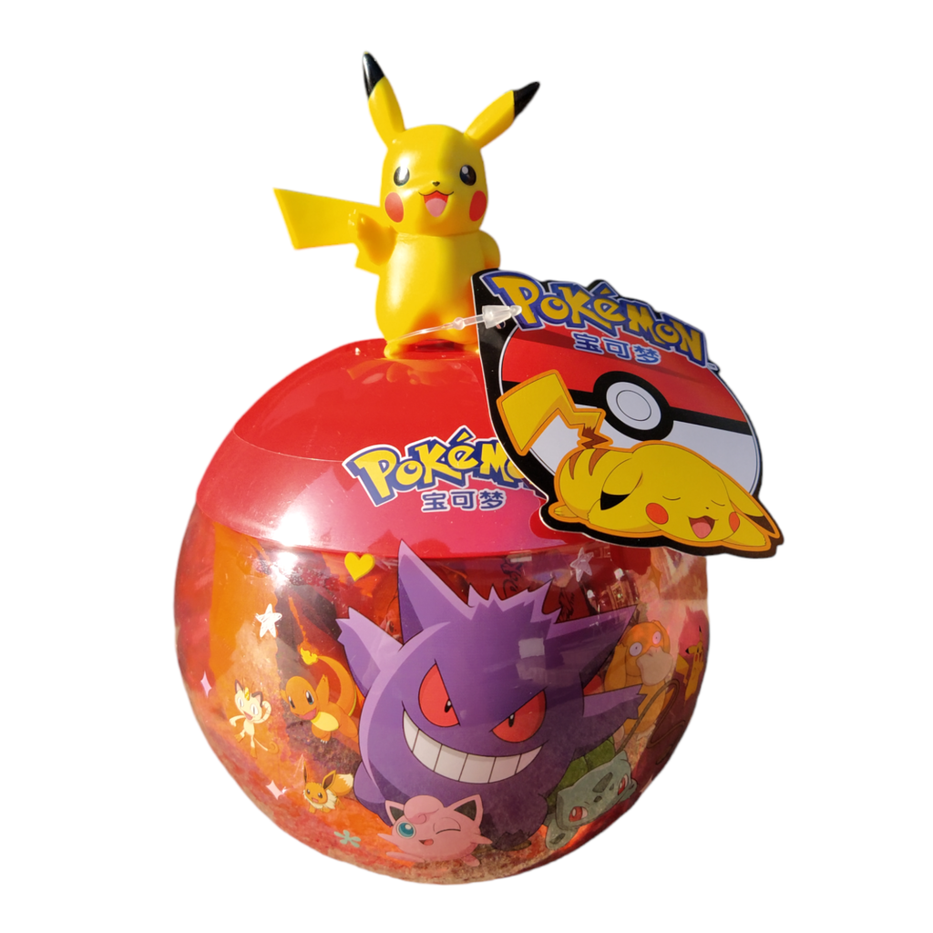 Balas sabor laranja e manga Pokémon com porta balas Pikachu 120g