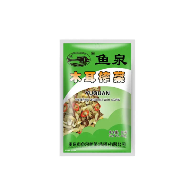 Conserva de Orelha de Judas e Mostarda Sichuan(木耳榨菜)- Yuquan 80g