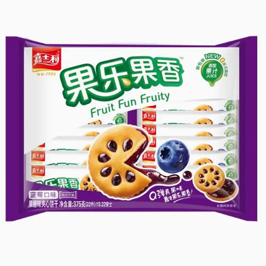 Biscoito Recheado de Geleia de Mirtilo(果乐果香)- Jiashili 375g