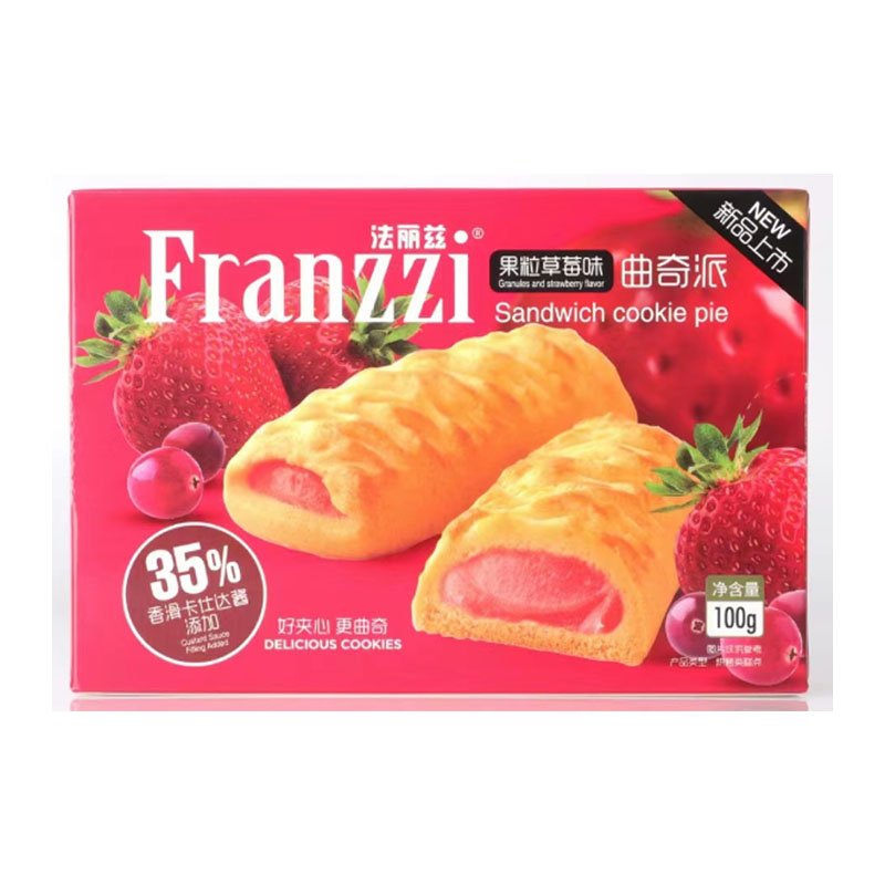 Biscoito Recheado Sabor Morango(法丽兹黄油曲奇派)- Franzzi 100g