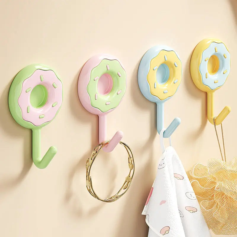 Ganchos Adesivos Formato Donuts Kit 4 Peças