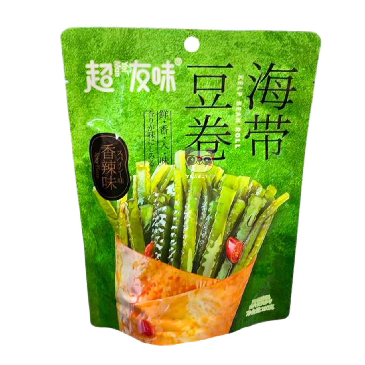 Snack de alga marinha com rolinho de feijão picante 海带豆卷 kelp bean roll embalagem 60g Mei Wei