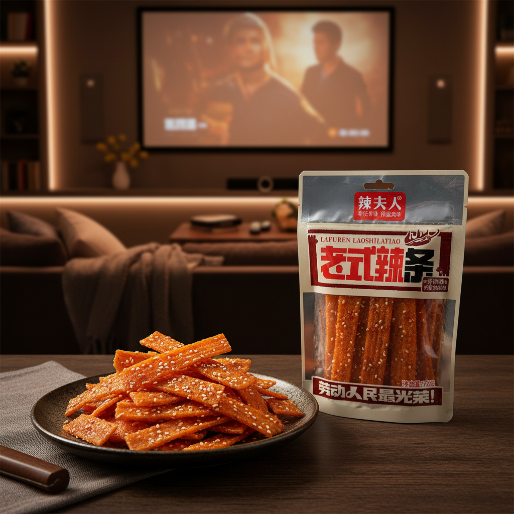 Snack Chinês de Massa de Trigo Apimentada Lafuren 72g - 辣夫人 老式辣条