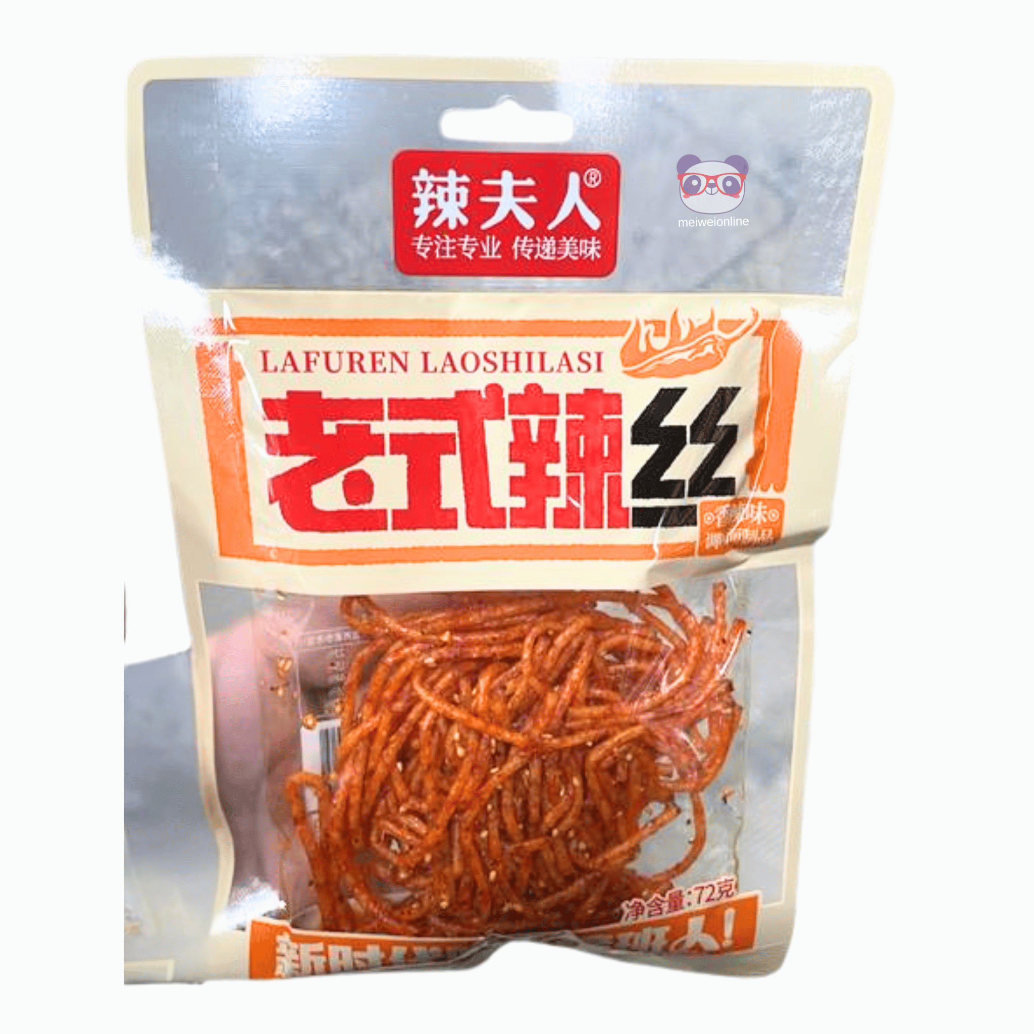Snack chinês de massinha de trigo apimentada Lafuren 老式辣丝 embalagem 72g
