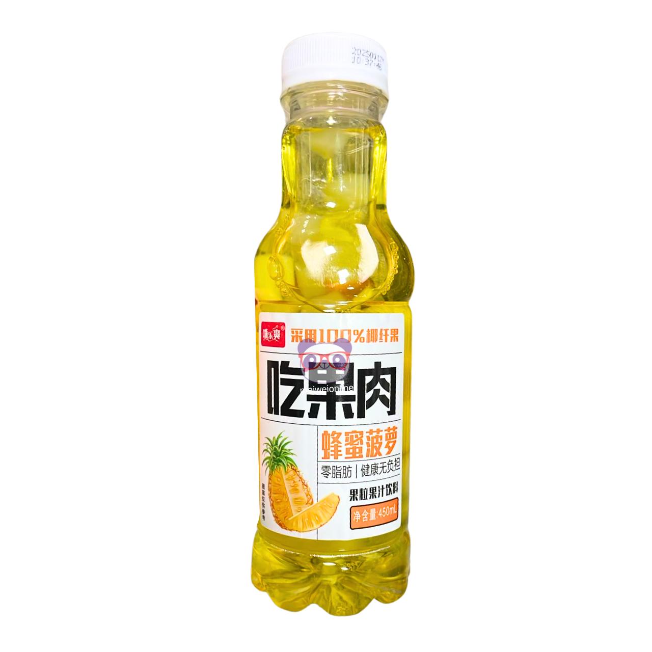 Suco composto sabor abacaxi e mel com cubos de nata de coco - Jiaozuo 450ml
