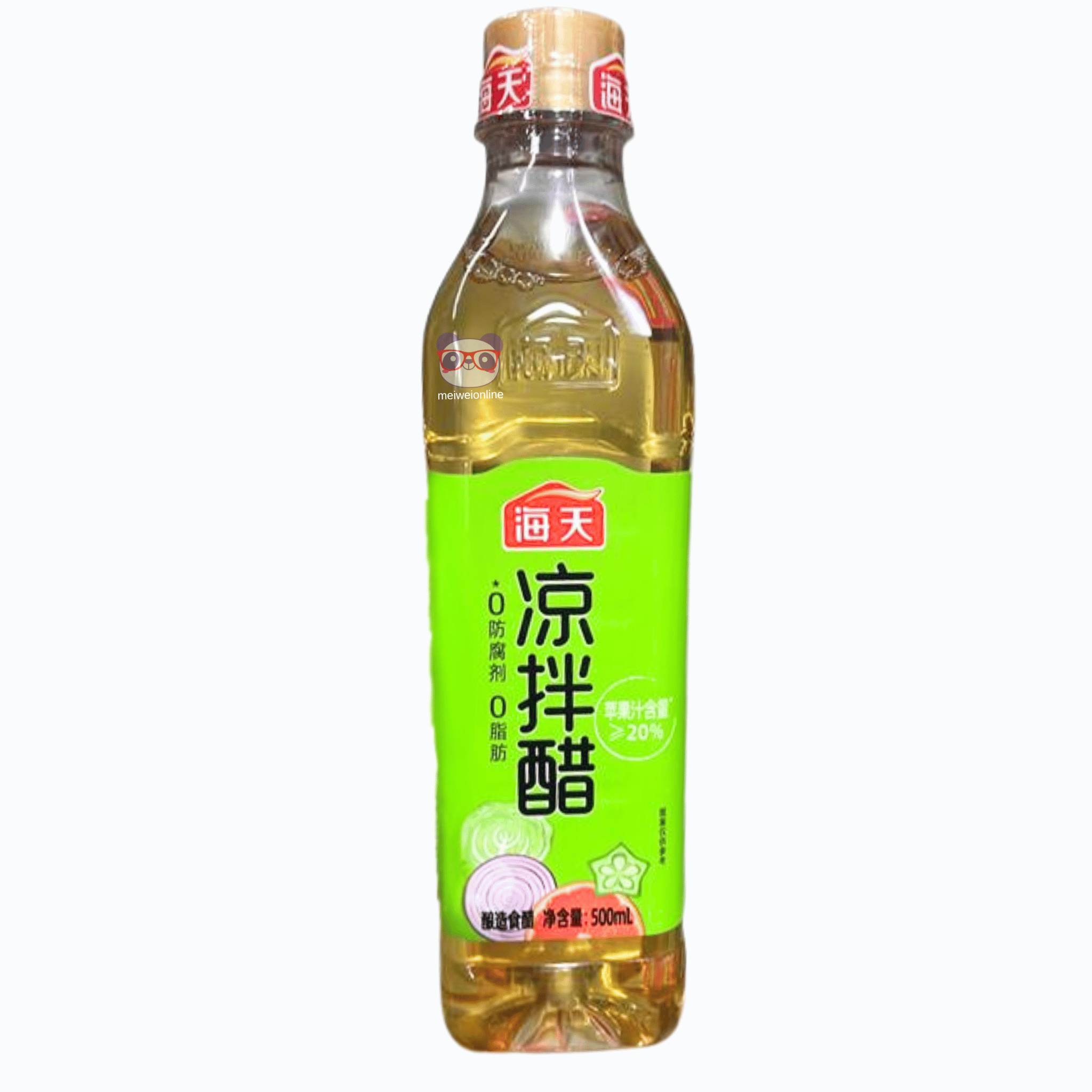 Garrafa de Vinagre para Saladas Haday (凉拌醋) 500ml, um tempero chinês com mais de 20% de suco de fruta/vegetal, ideal para realçar o frescor de saladas e pratos orientais. Zero gordura e zero conservantes.