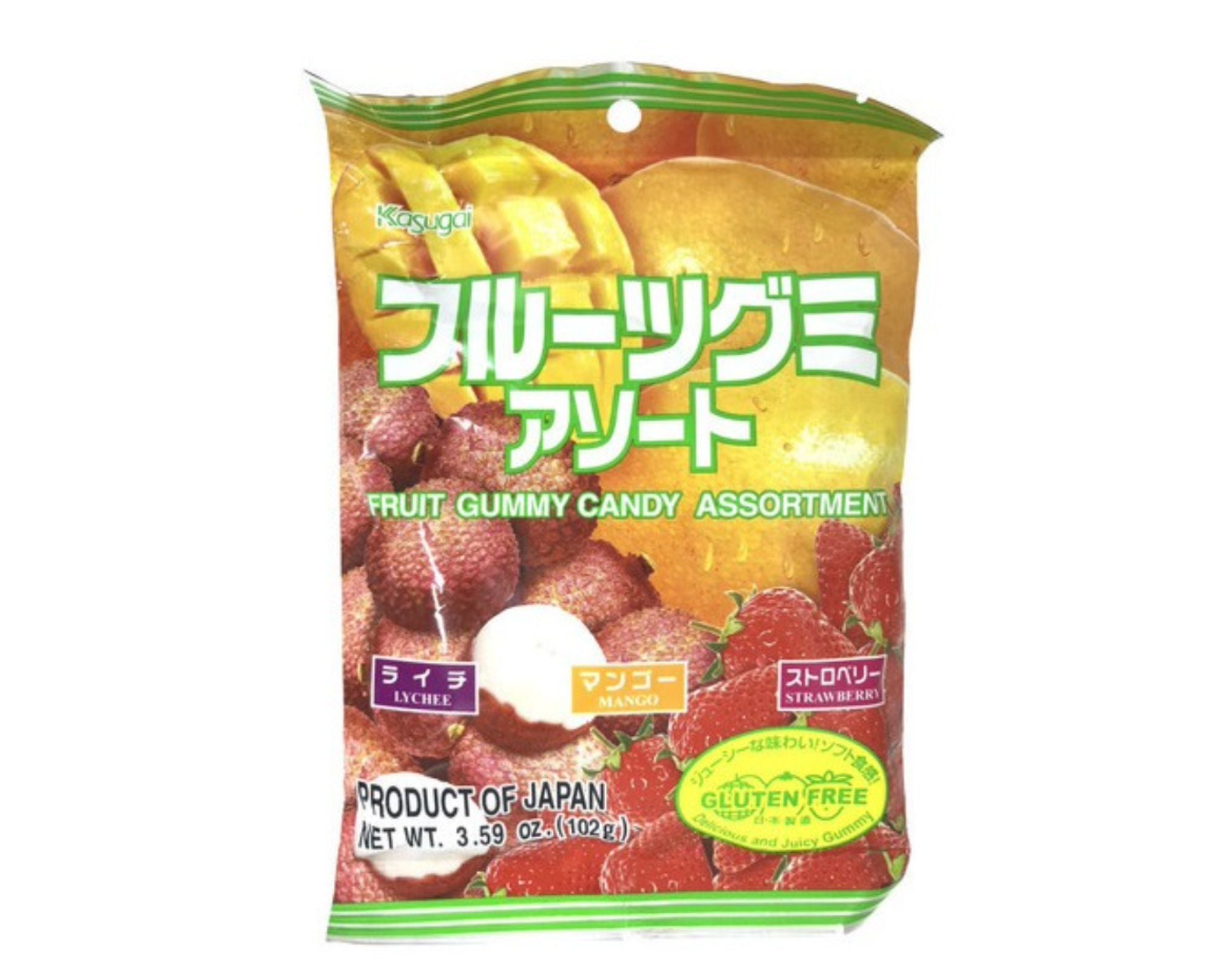 Bala gelatinosa frutas sortidas (Fruit Gummy Assortment) - Kasugai - 102g