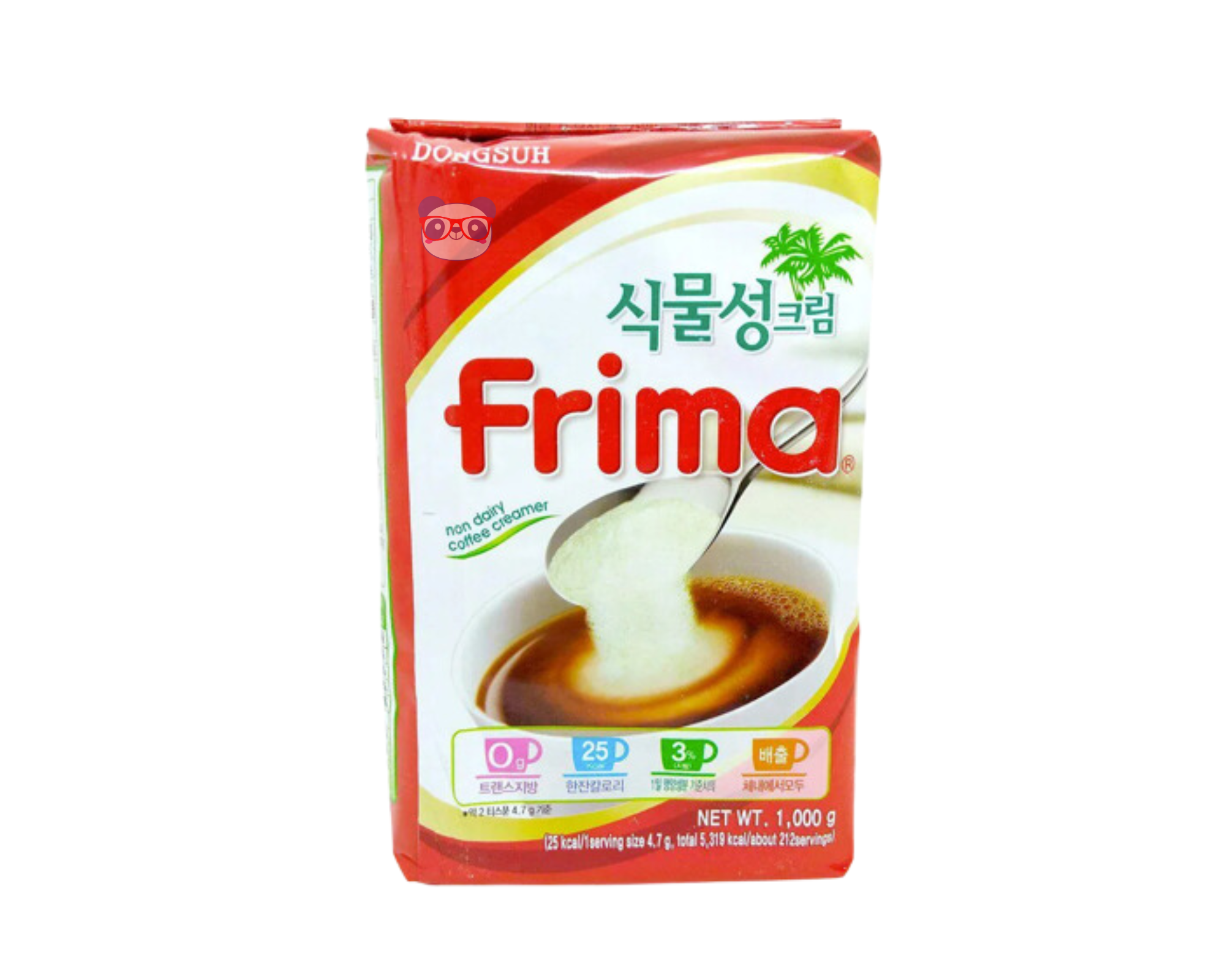 Mei Wei: Creme em pó para café Frima 1kg (식물성크림) - Coffee Creamer coreano em embalagem vermelha e branca com 1000g