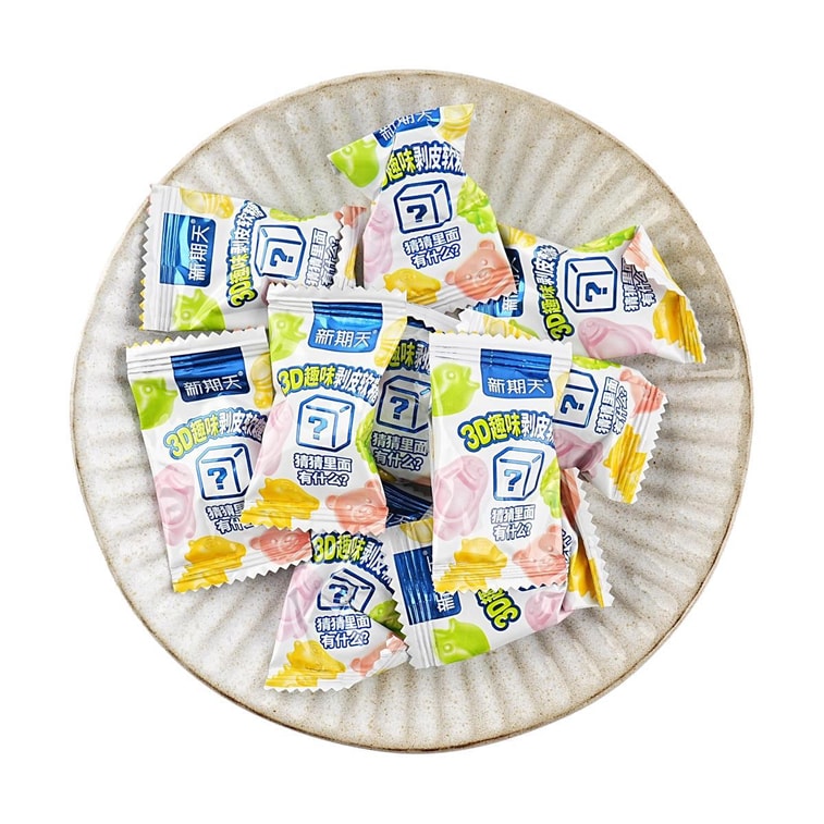 Bala de goma descascável 3D sabor soda de uva, pêssego e limonada - Tala's 60g