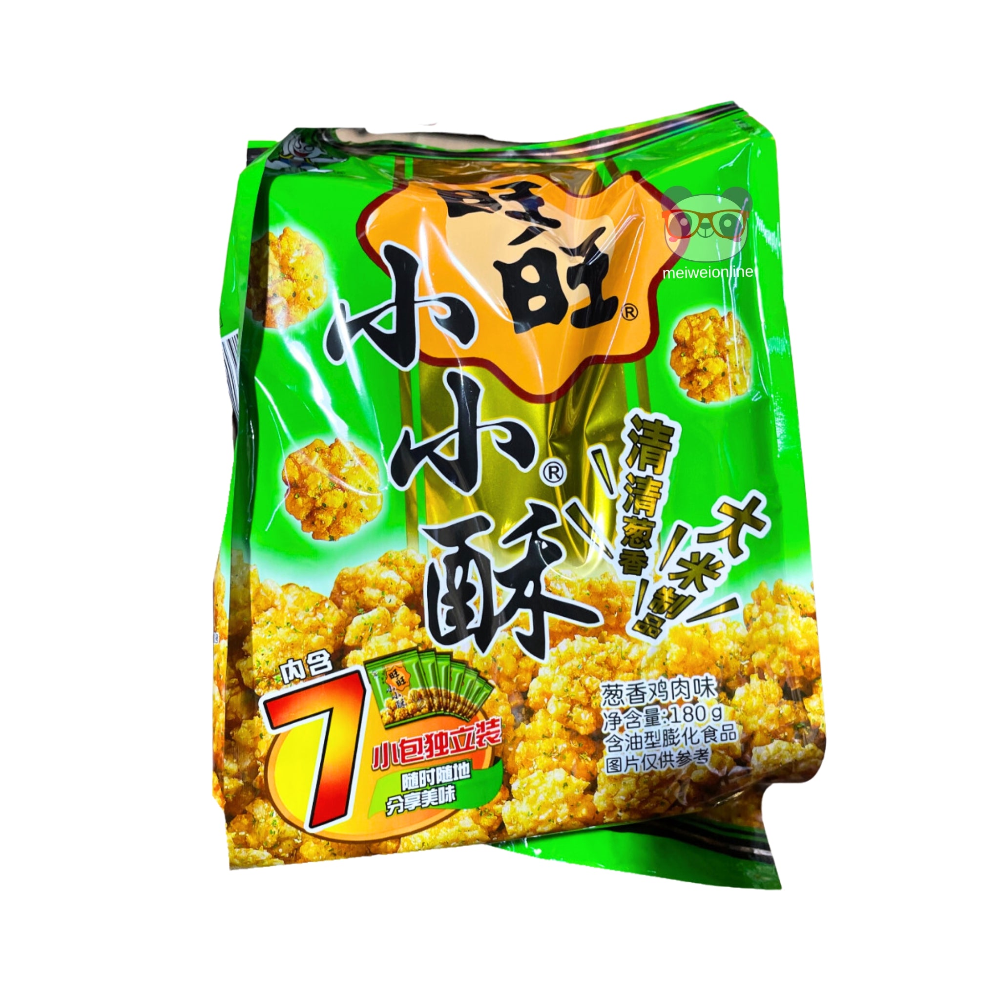 Biscoito de arroz sabor frango com cebolinha Wang Wang 80g