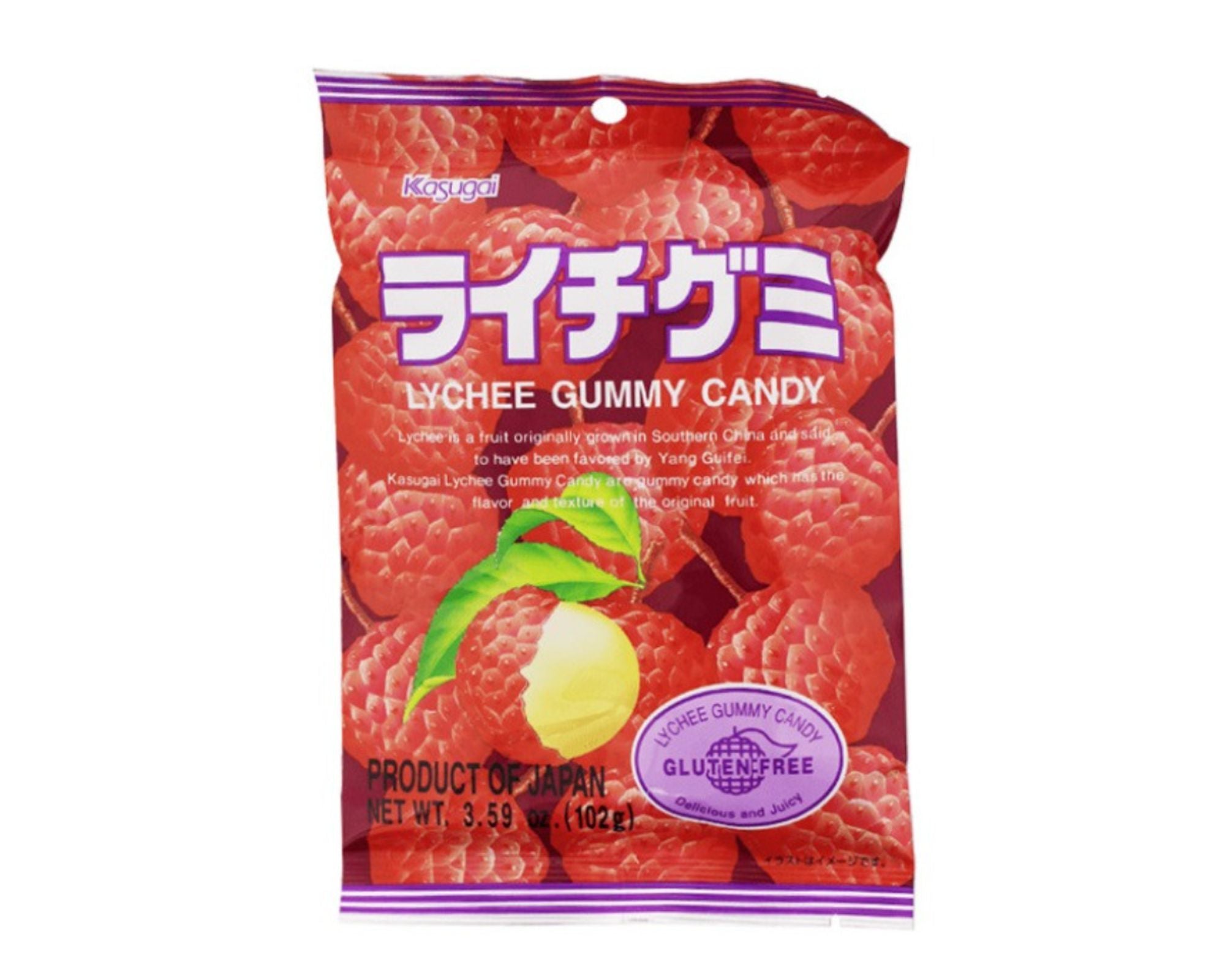 Bala Gelatinosa Sabor Lichia - Kasugai Gummy 102g