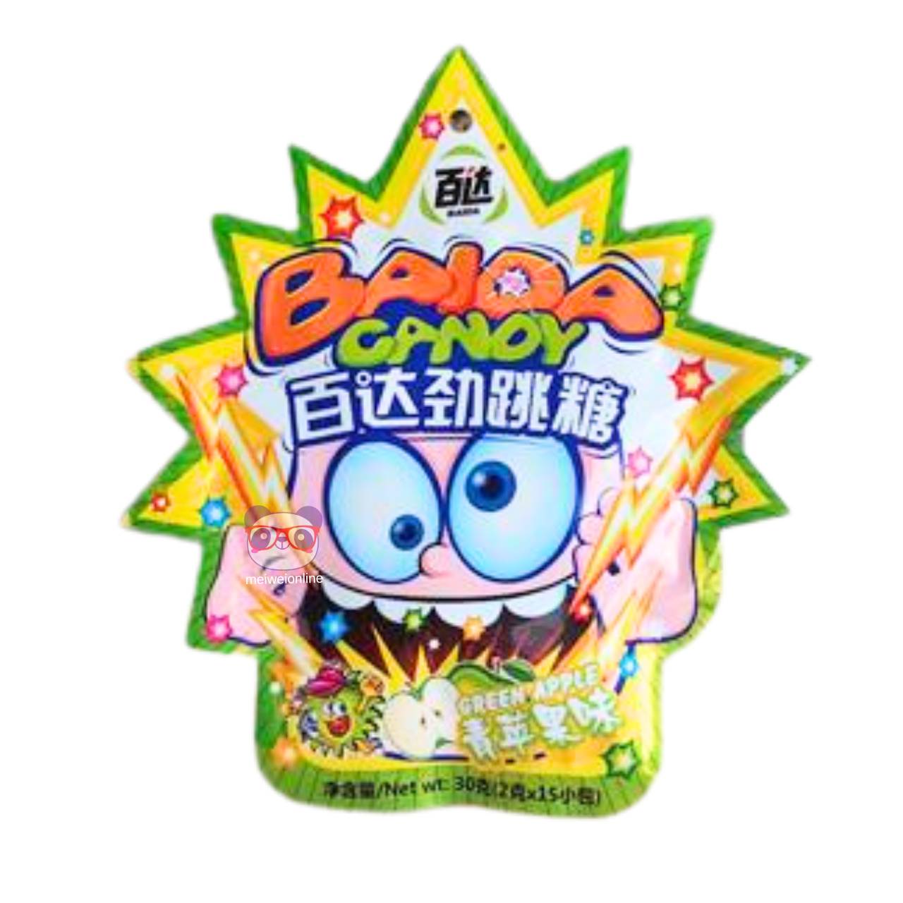 Bala explosiva Rock Roll Popping sabor maçã verde - Baida 30g