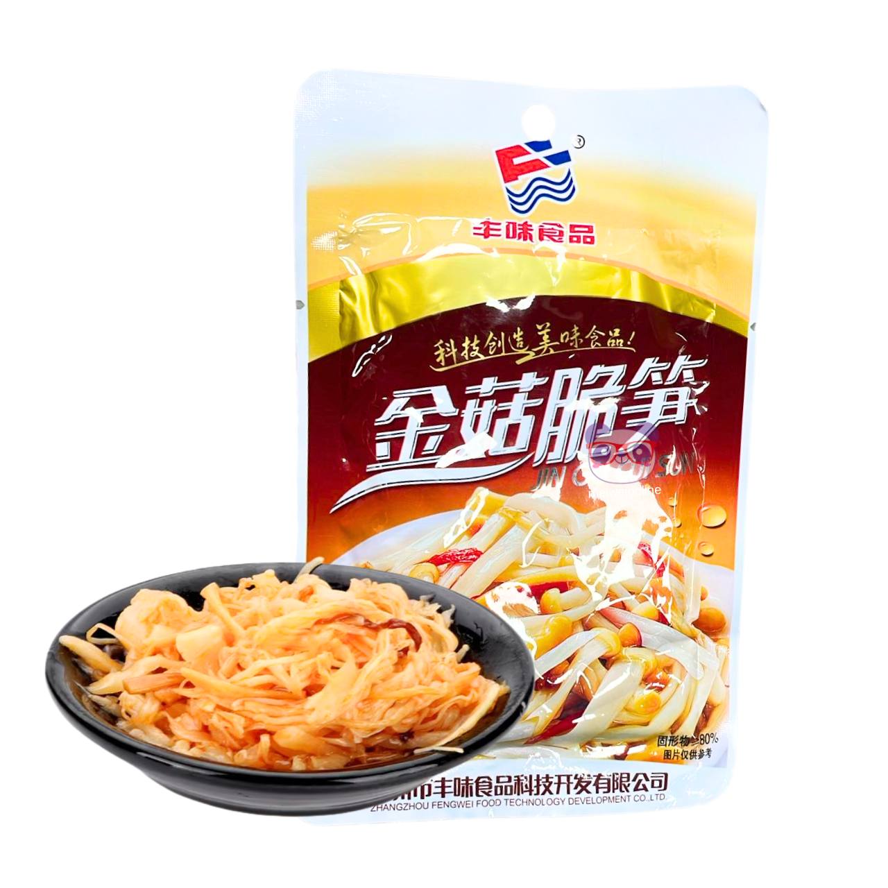 Brotos de bambu crocante com cogumelo agulha (Enoki) - FengWei 70g