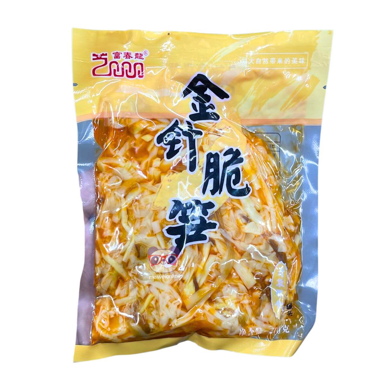 Broto de bambu e cogumelo Enoki em conserva - Hangzhou Fuyang 200g