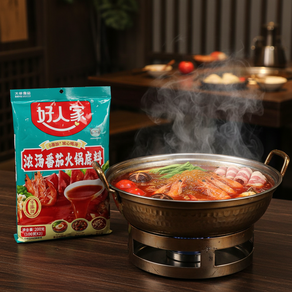 Base para Hot Pot Sabor Tomate Haorenjia 200g - 浓汤番茄火锅底料