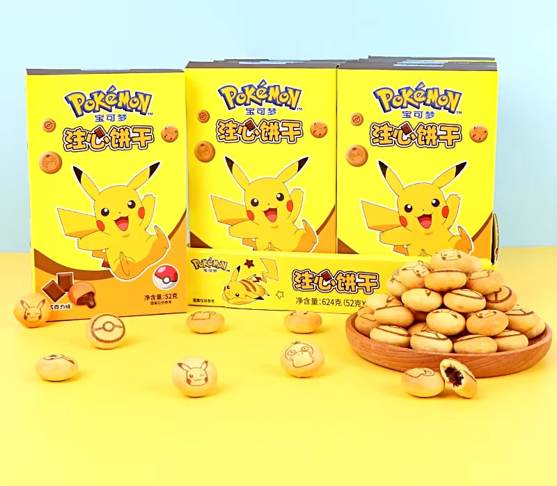 Biscoito ao leite recheado sabor chocolate Pokémon 52g