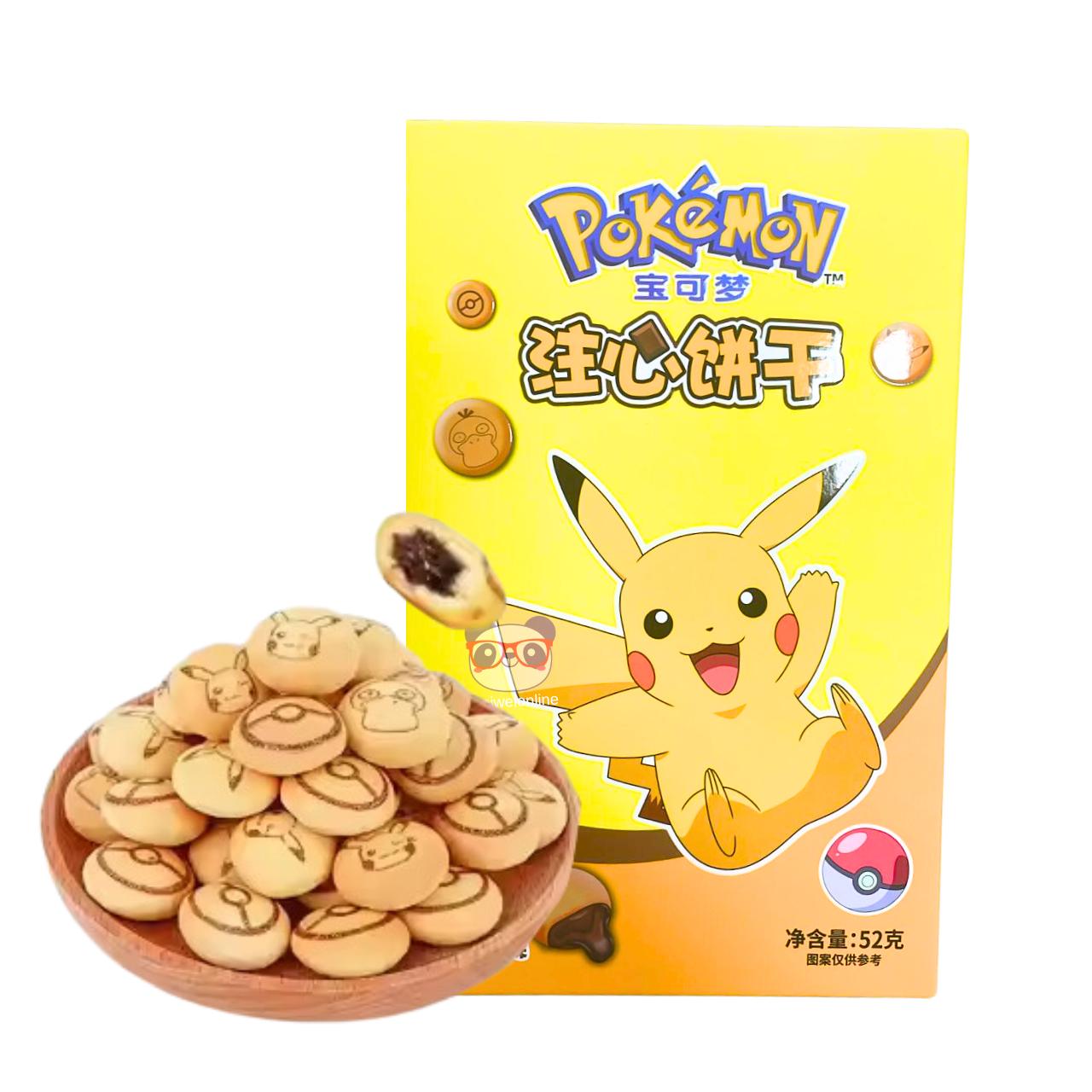 Biscoito ao leite recheado sabor chocolate Pokémon 52g