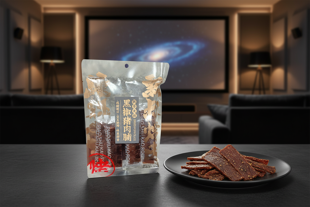 Carne Suína Seca Sabor Pimenta‑do‑Reino 80g – 飘零大叔 黑椒猪肉脯