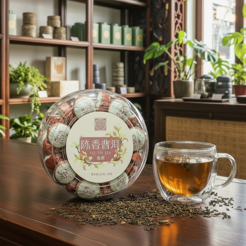 Chá Pu’er Ripe (Shu) em Esferas Prensadas 200g – Jindian Tea | Chen Xiang Pu’er  – 陈香普洱