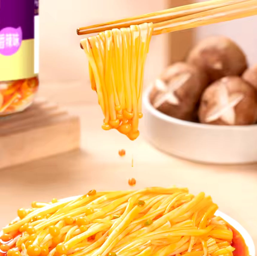 Cogumelo agulha (Enoki) picante em conserva - Jixiangju 180g