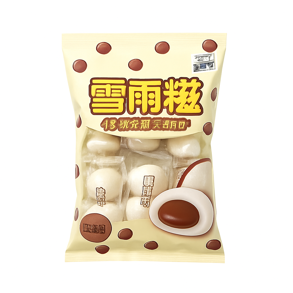 Mei Wei: Marshmallow com Recheio de Chocolate（雪麗滋）- ERKO 100g - Embalagem em Fundo Branco