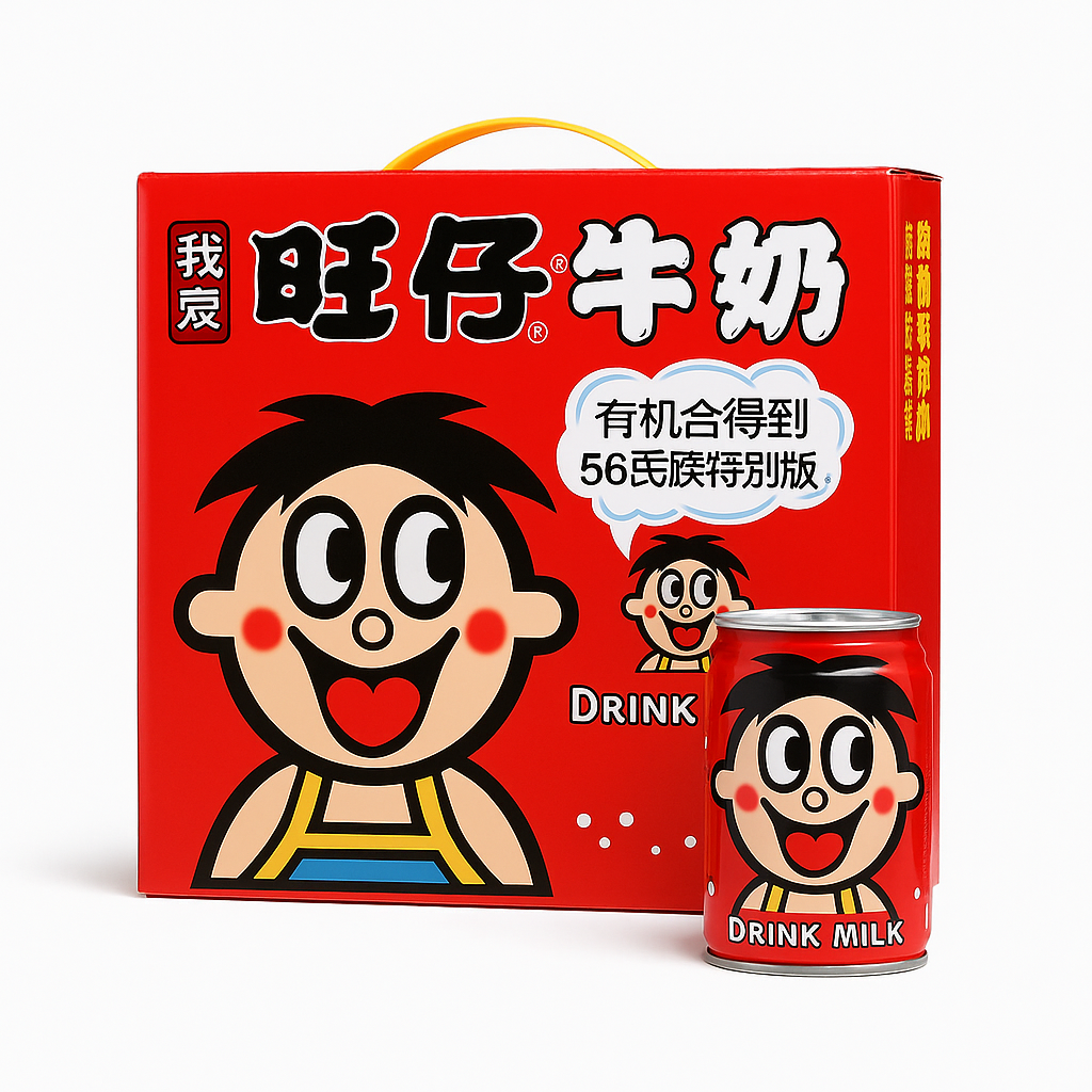 Mei Wei: Leite Wangzai（旺仔牛奶）- Want Want 245ml - Embalagem em Fundo Branco