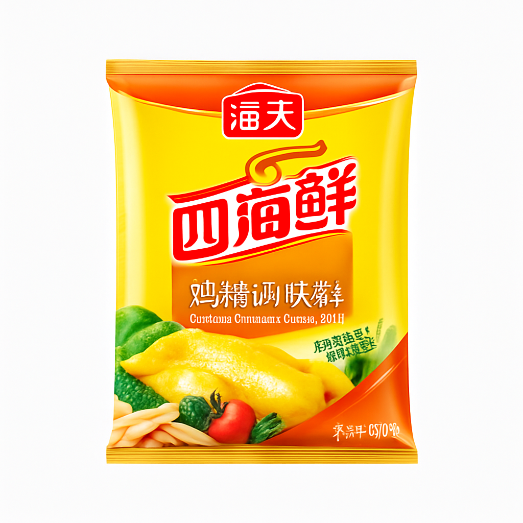 Mei Wei: Tempero de Frango Quatro Mares（海天四海鲜鸡精）- Haitian 500g - Embalagem em Fundo Branco