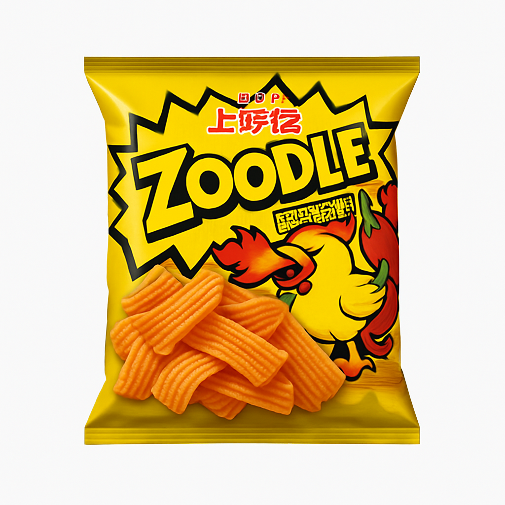 Mei Wei: Salgadinho Sabor Picante（上好佳辣条）- Shanghaojia 45g - Embalagem em Fundo Branco