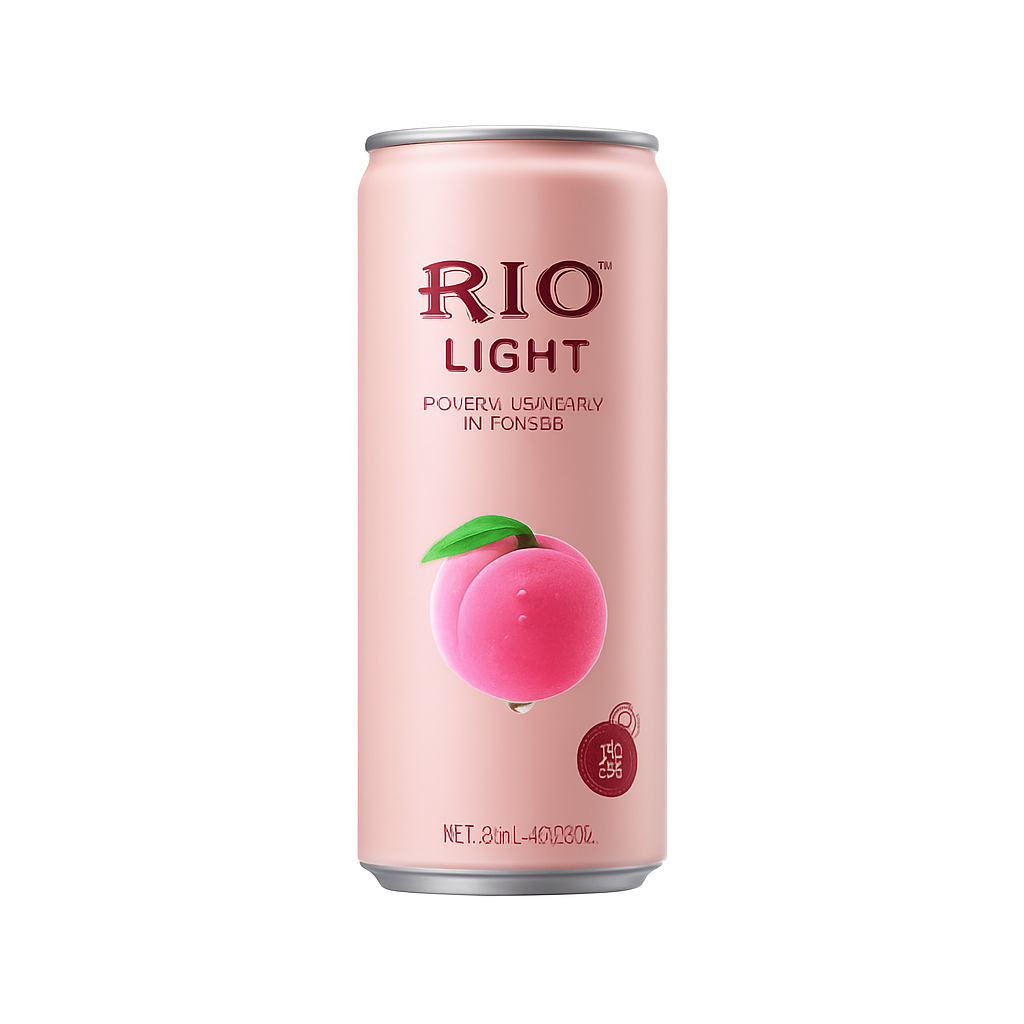 Mei Wei: Coquetel Rio Light Pêssego e Brandy（微醺白桃味）- Rio 330ml - Embalagem em Fundo Branco