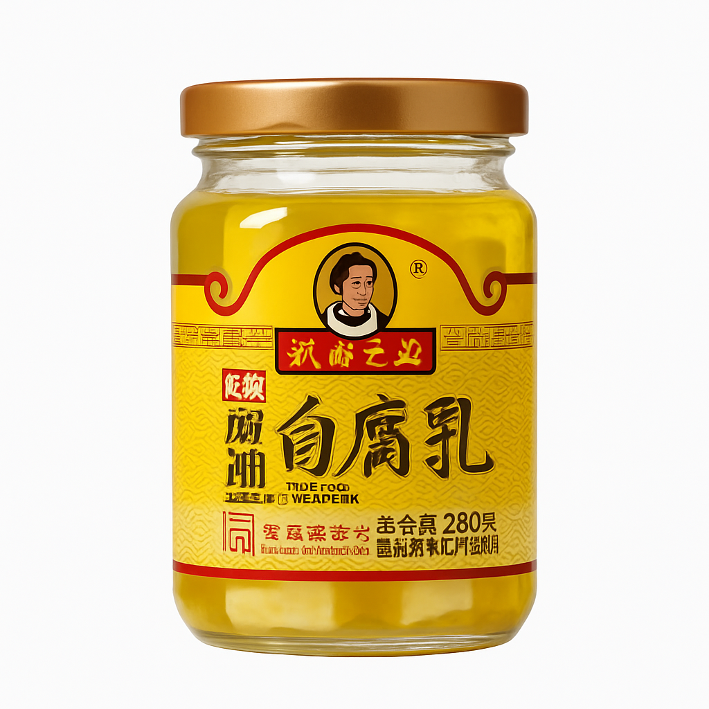 Mei Wei: Tofu Fermentado Branco com Óleo de Gergelim（麻油白腐乳）- China Time 280g - Embalagem em Fundo Branco